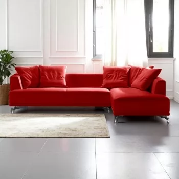 Sofá de Canto com Chaise, COURO 100% Natural - BAH001